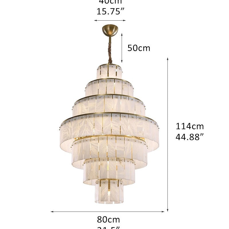 Stairwell Luxury Modern LED High Ceiling Large Alabaster Chandelier