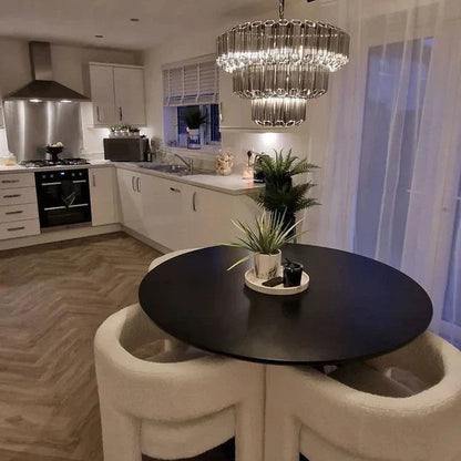 Modern Art Design 4/7-Light Smoky Gray/Clear Layered Glass Chandelier