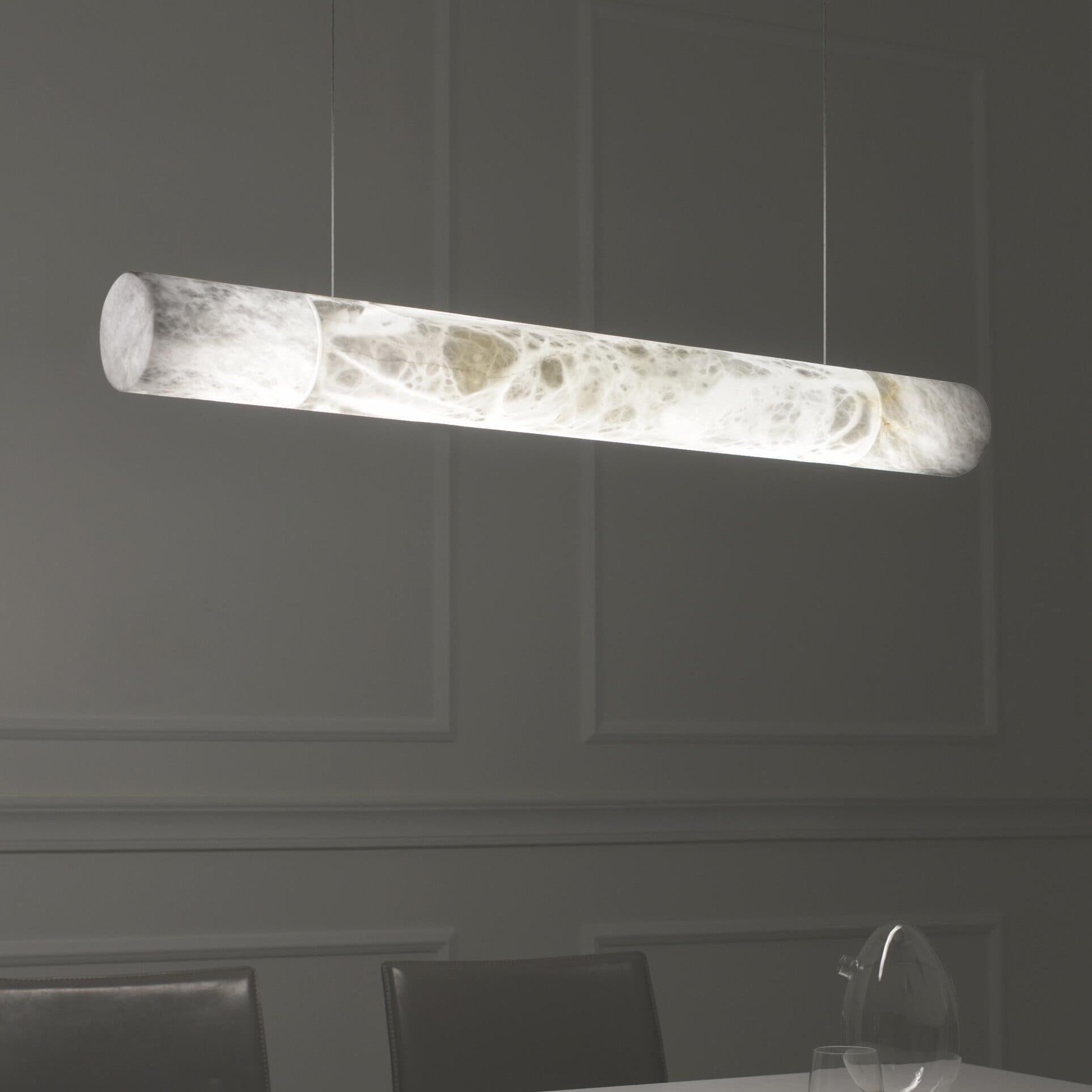 Cylindrical Alabaster Linear Chandelier