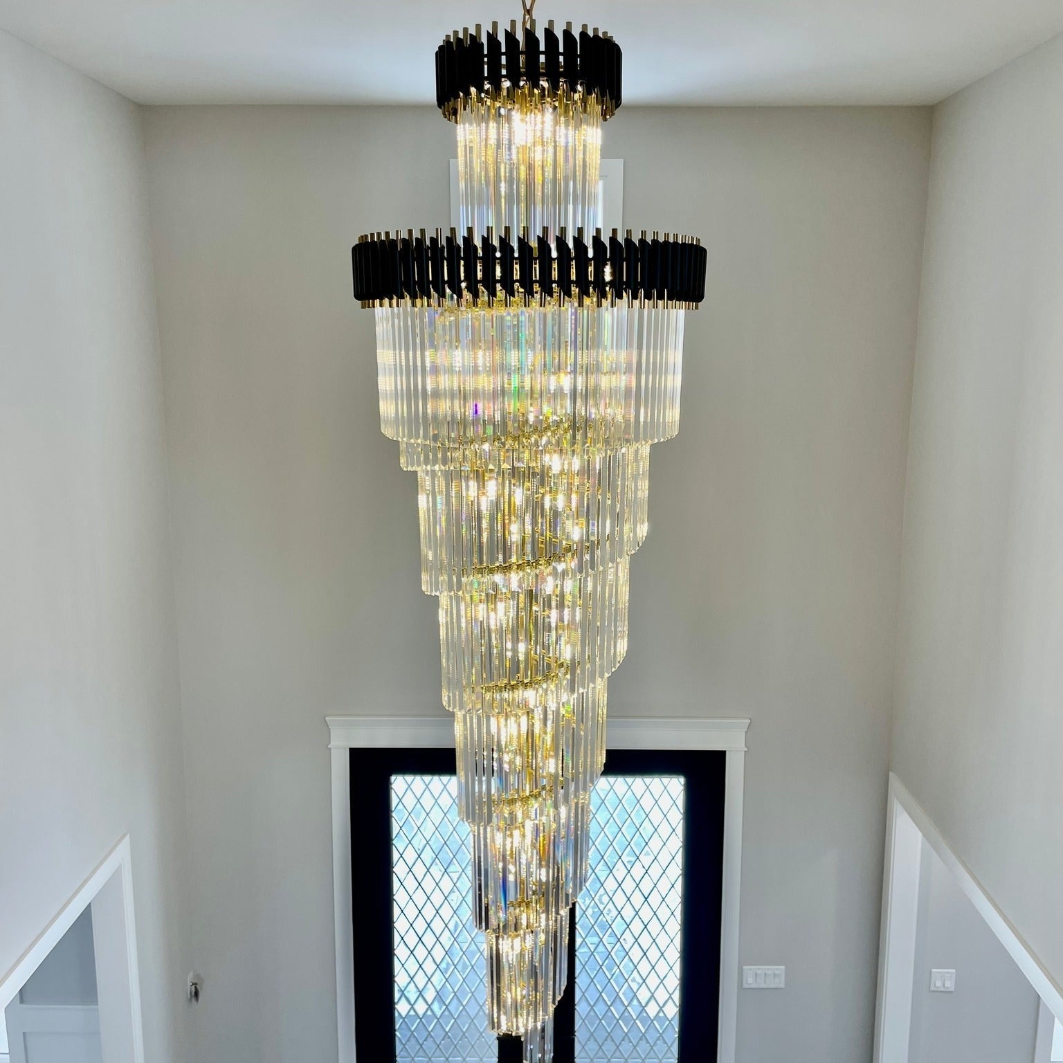 Classic Large Multi-layered Spiral Crystal Chandelier for Foyer/ Staircase