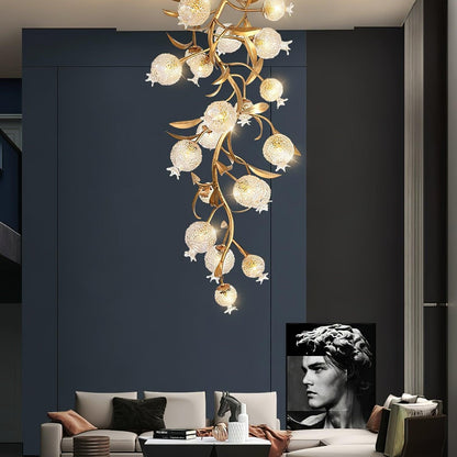 Pomegranate Brass Branch Chandelier