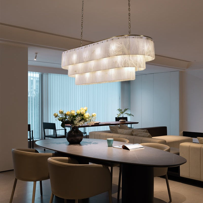 Stairwell Luxury Modern LED High Ceiling Large Alabaster Chandelier