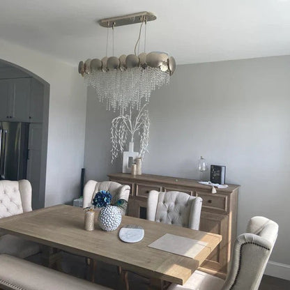 Amadeo Oval Brass Crystal Chandelier