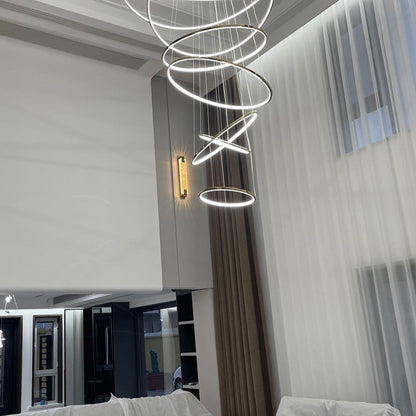 WOMO Large Tiered Ring LED Foyer Chandelier-WM2160