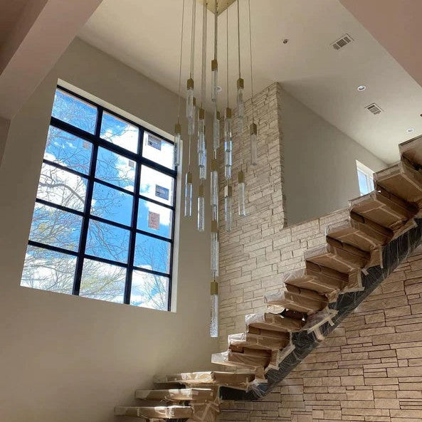 Light Luxury Glacier Bubble Crystsal Chandelier in Gold/Chrome/Black Finish for Staircase/Foyer