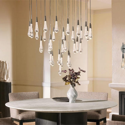 Round Seeded Glass Chandelier