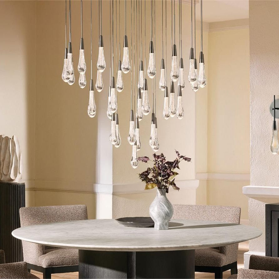 Round Seeded Glass Chandelier