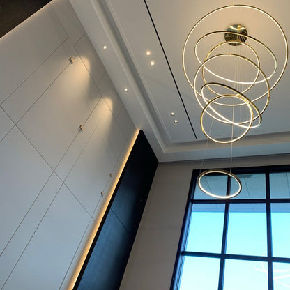 WOMO Large Tiered Ring LED Foyer Chandelier-WM2160