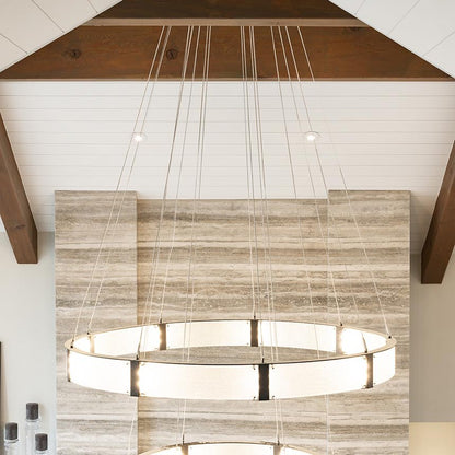Modern Light Luxury Two-tier Glass Ring Chandelier