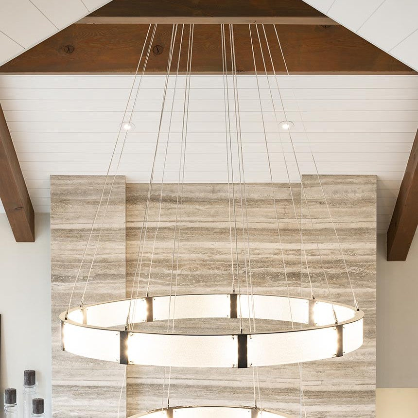 Modern Light Luxury Two-tier Glass Ring Chandelier