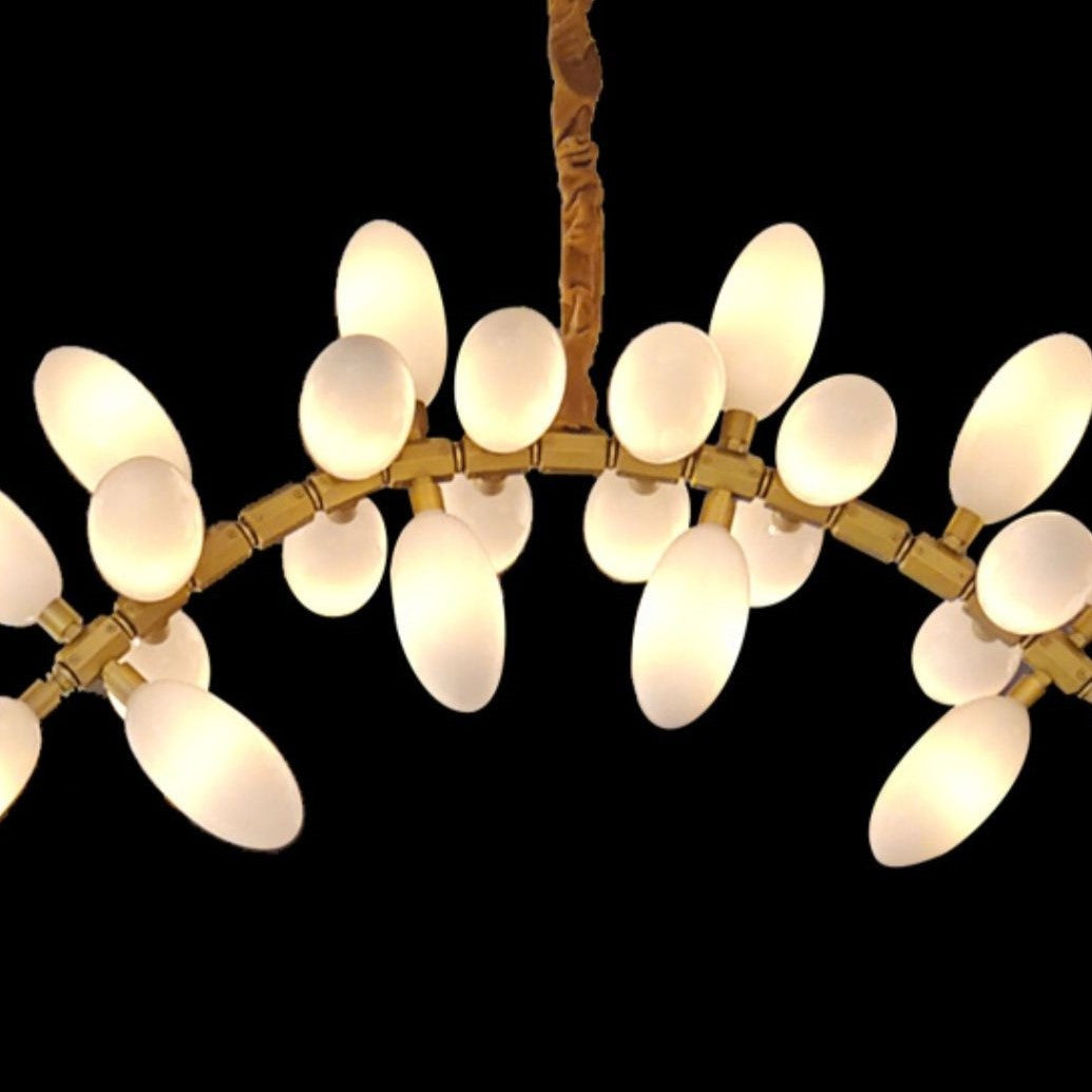 Nordic Art Long Magnolia alba Glass Ceiling Chandelier  for Staircase/Hallway/Entryway Light Fixture