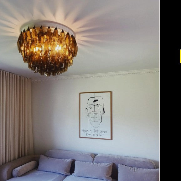 Murano Chandelier – Poliedri – 84 glasses – Dark smoked