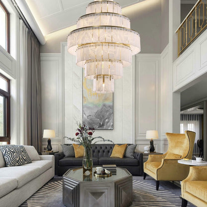 Stairwell Luxury Modern LED High Ceiling Large Alabaster Chandelier