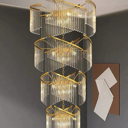 Oversized Modern Designer Creative Multi-tiered Luxury Spiral Crystal Chandelier For High-ceiling Foyer/Entryway/Hallway