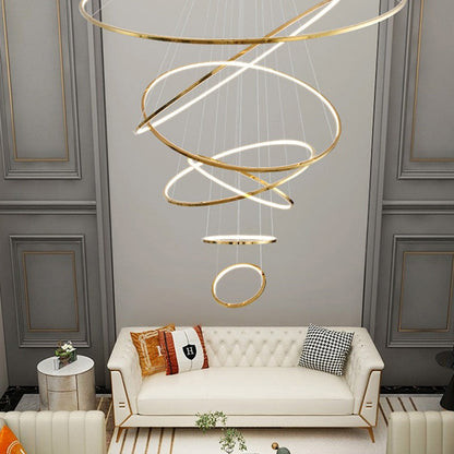 WOMO Large Tiered Ring LED Foyer Chandelier-WM2160
