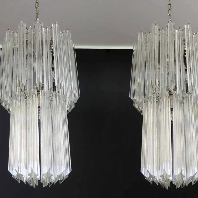 Murano Chandelier – Quadriedri – 46 prisms – Transparent