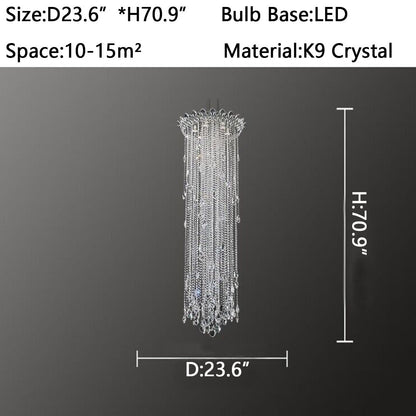 Extra Large Light Luxury Stairwell Crystal Tassel Chandelier for Staircase/High Floor Hall/Loft