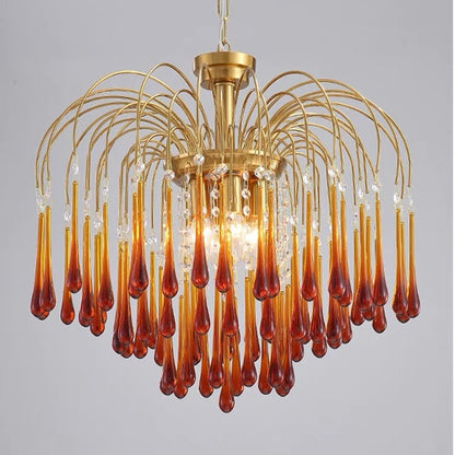 Vintage – Murano Teardrops Chandelier – 70s – Pink prisms