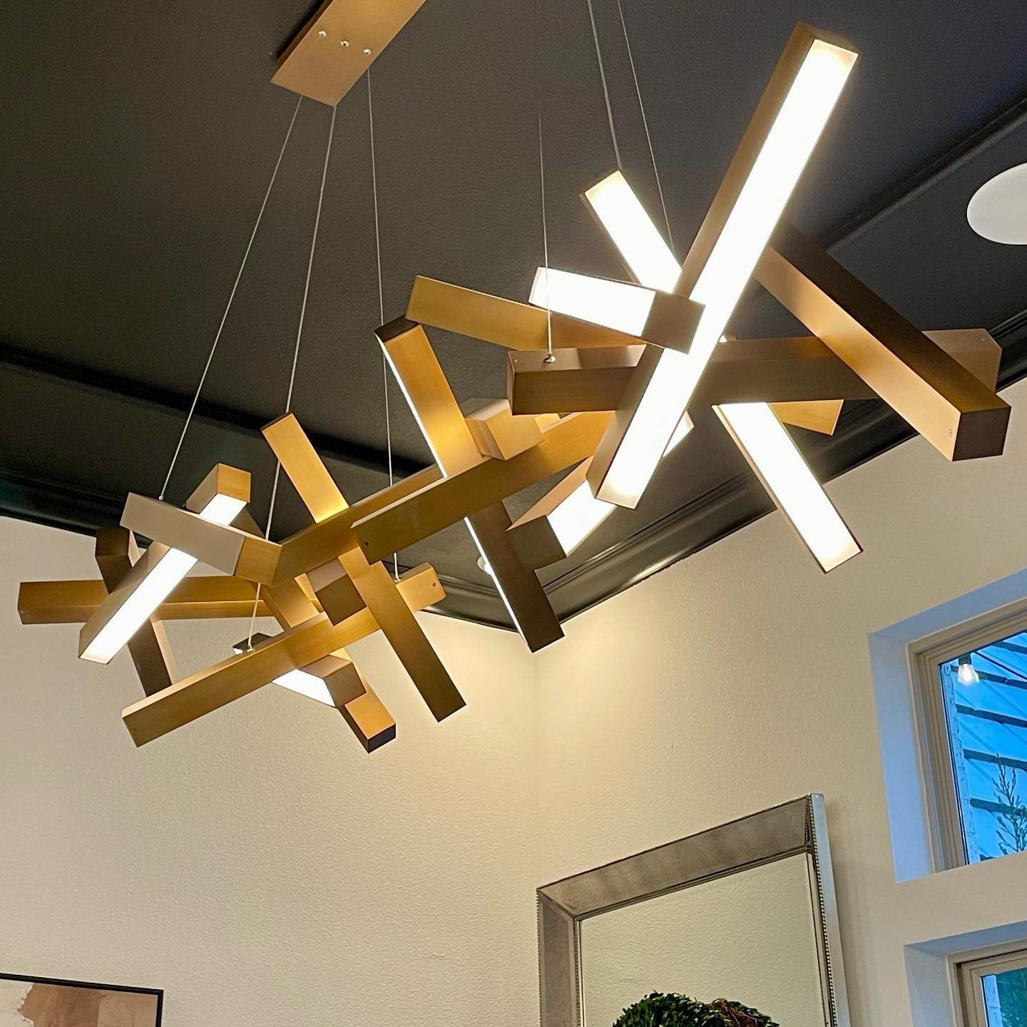 Modern Round/Linear Geometric Aluminum LED Chandelier for Dining Room/Bedroom