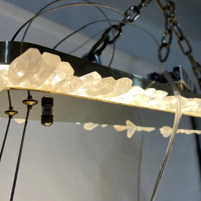 47'' Oval Modern Clear Geode Quartz Crystal Chandelier for Dining Room