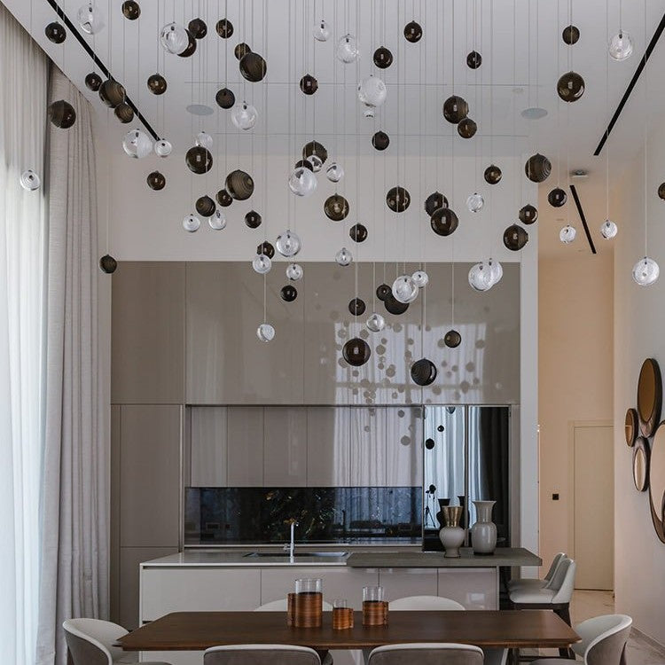 Cosmic Sphere Cascade Glass Chandelier