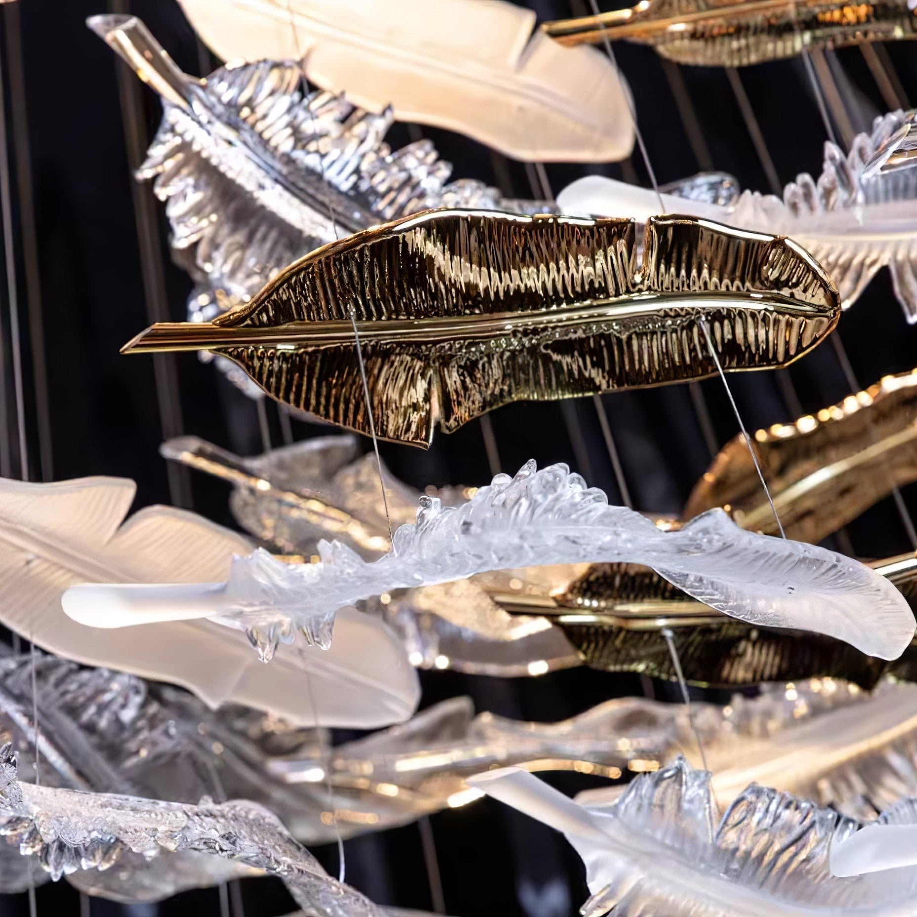 Glass Feathers Chandelier