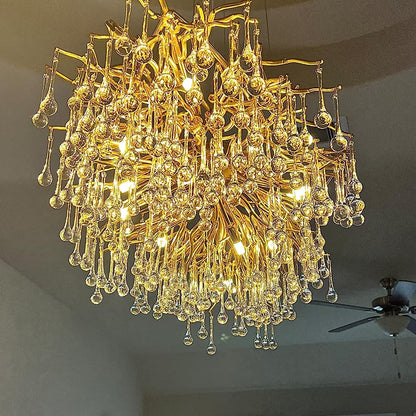 Stunning Tree Branch Crystal Chandelier with Clear Teardrop-shaped for Living/Dining Room