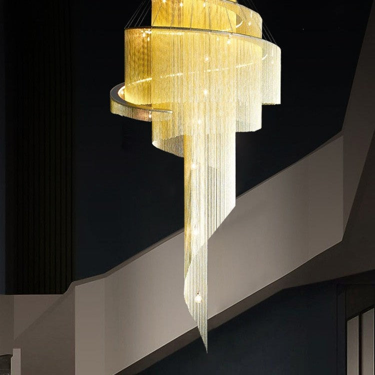 Extra Large Multi-layered Post-Modern Luxury Metal Chains Chandelier