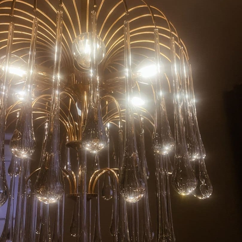 Vintage – Murano chandelier – Teardrop – 68 drops – Clear