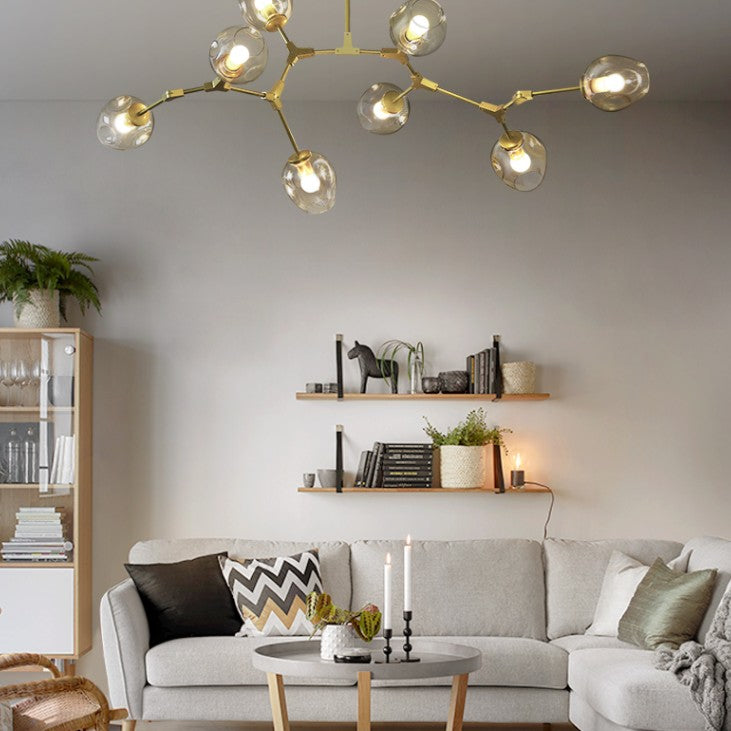 Extra Large Industrial Fashion Branch Multiple Glass Pendant Chandelier for Living/Dining Room