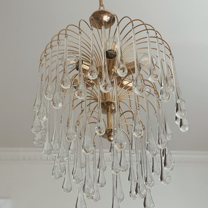 Vintage – Murano chandelier – Teardrop – 68 drops – Clear