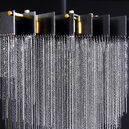 Extra Large Multi-tier Aluminum Tassel Chain Art Chandelier for Villa/Stairs/Foyer/Living Room