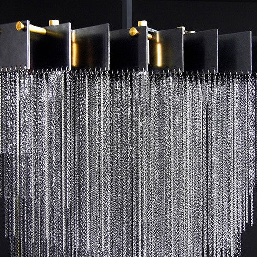 Extra Large Multi-tier Aluminum Tassel Chain Art Chandelier for Villa/Stairs/Foyer/Living Room
