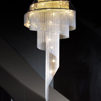 Extra Large Multi-layered Post-Modern Luxury Metal Chains Chandelier