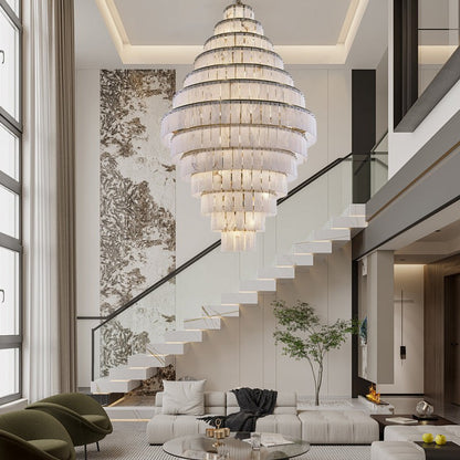 Stairwell Luxury Modern LED High Ceiling Large Alabaster Chandelier