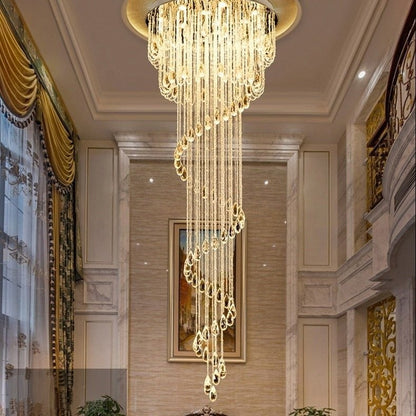Double Spiral Staircase Crystal Chandelier for Loft, Restaurant, Hotel, Hall, Stairwell
