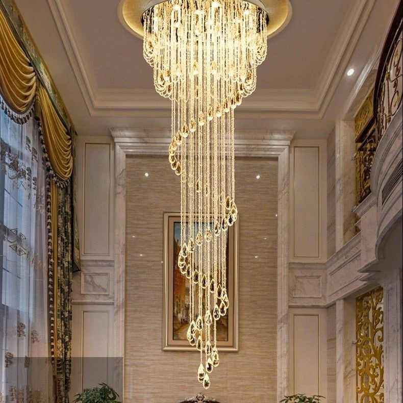 Double Spiral Staircase Crystal Chandelier for Loft, Restaurant, Hotel, Hall, Stairwell