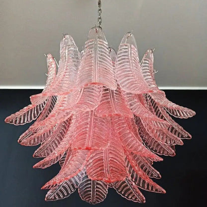 Murano Chandelier – 36 glass leaves – Pink
