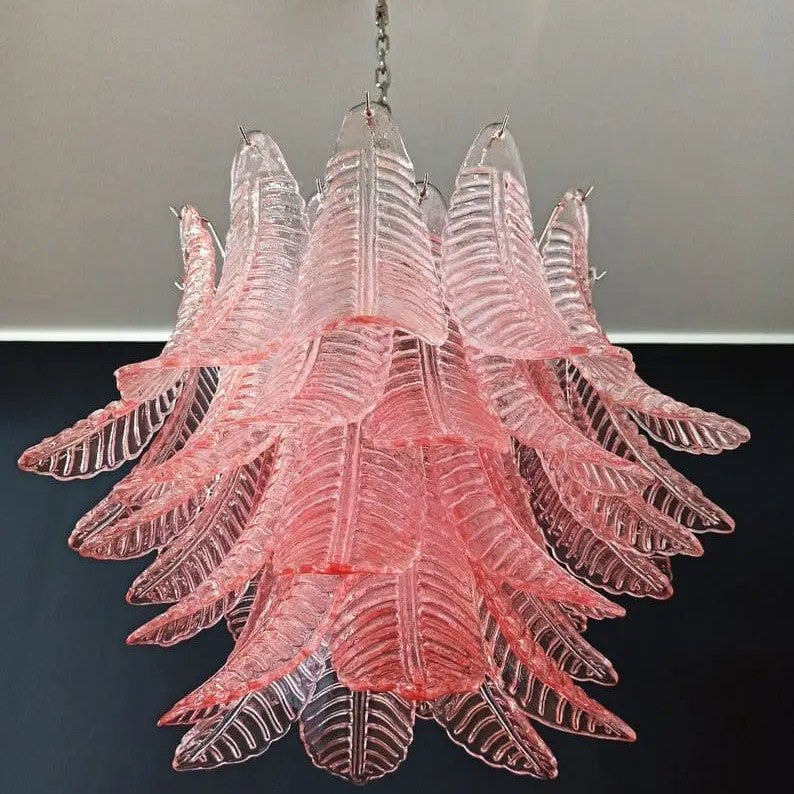 Murano Chandelier – 36 glass leaves – Pink
