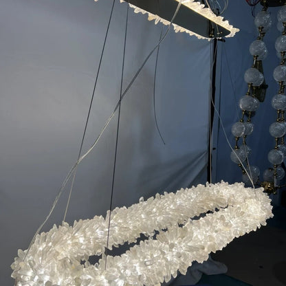 47'' Oval Modern Clear Geode Quartz Crystal Chandelier for Dining Room