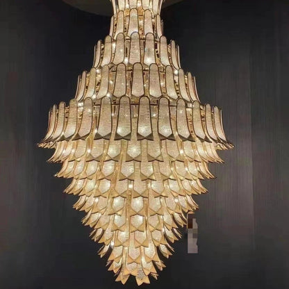 Extra Large Luxury Multi-tier Gold CrystalChandelier for Stairs/Large High-ceiling Room