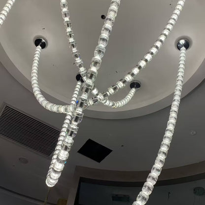 Modern Crystal Bullet  Necklace Chain Chandelier for Living Room/Staircase/Foyer/Hotel/Restaurant