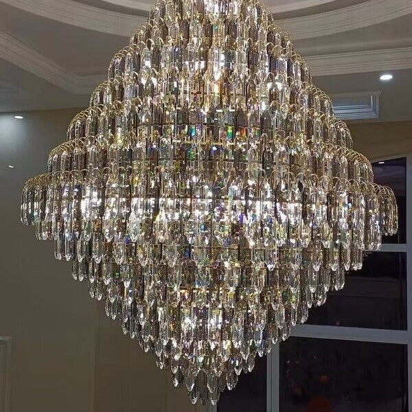 Extra Large Foyer Decorative Crystal Lighting Fixture Living Room Crystal Chandelier