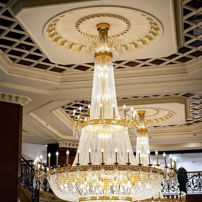 Luxury Empire Candle Lights Crystal Chandelier for High-ceiling