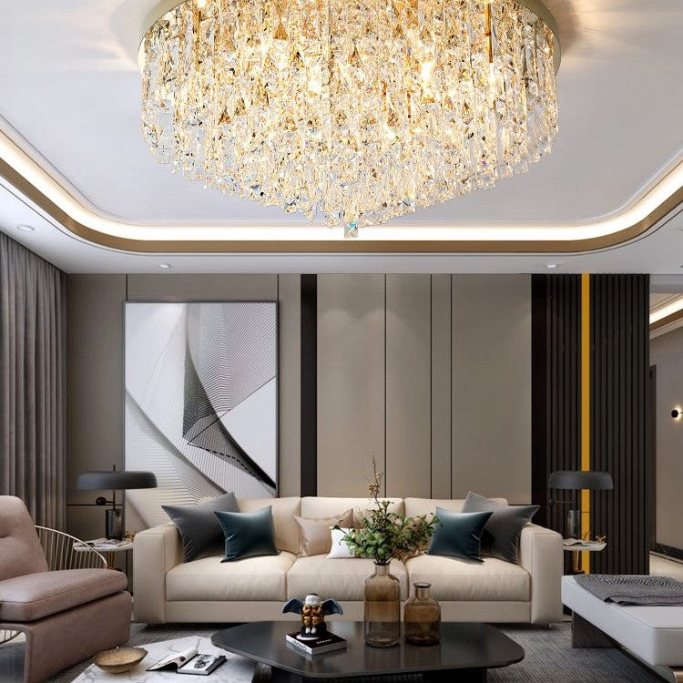 Oversize Luxury Flush Mount Crystal Chandelier for Living Room/Bedroom