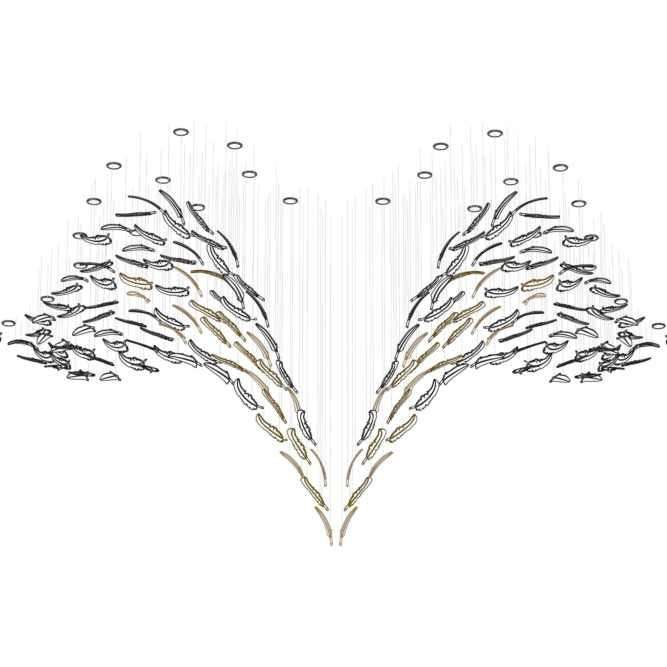 Galaxy Glass Feathers Flying Chandelier