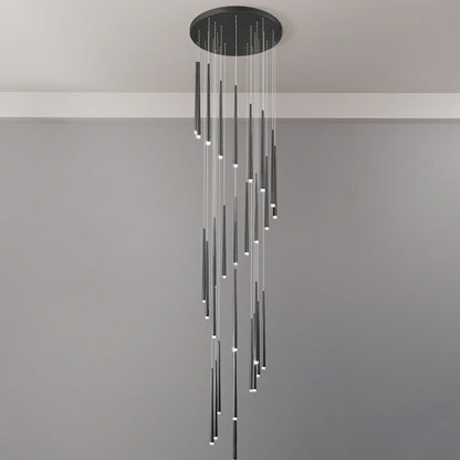 Minimalism Foyer Staircase Chandelier Ceiling Pendant Lighting Fixture For Living Room Entryway In Gold/ Black Finish