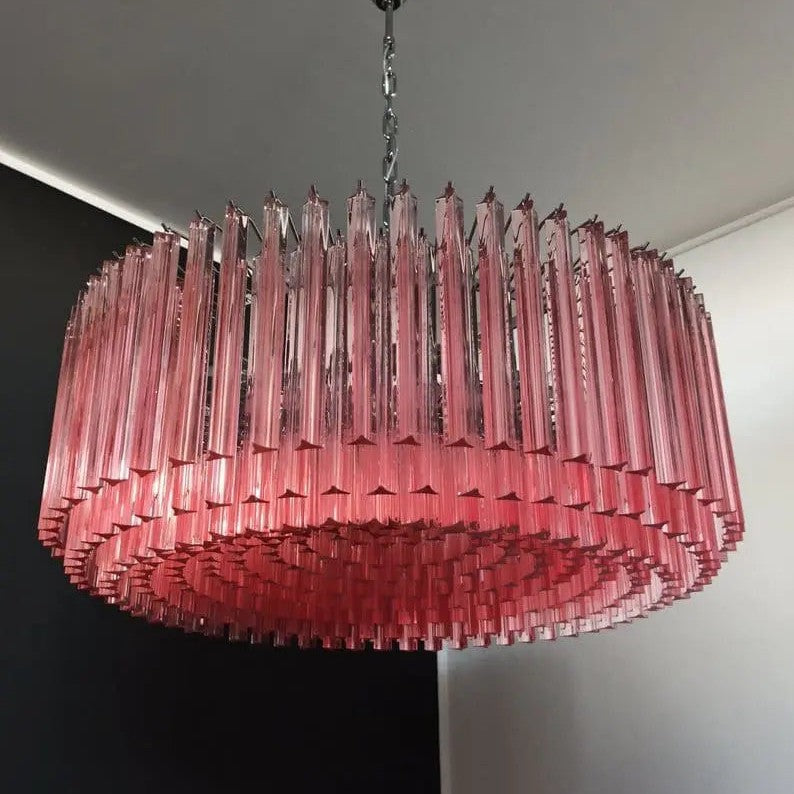 Murano Chandelier – Triedri – 391 prisms – Pink