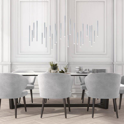 Bellini Rectangular Tri-Tone Tubular Pendant Light Chandelier