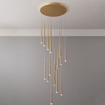 Minimalism Foyer Staircase Chandelier Ceiling Pendant Lighting Fixture For Living Room Entryway In Gold/ Black Finish